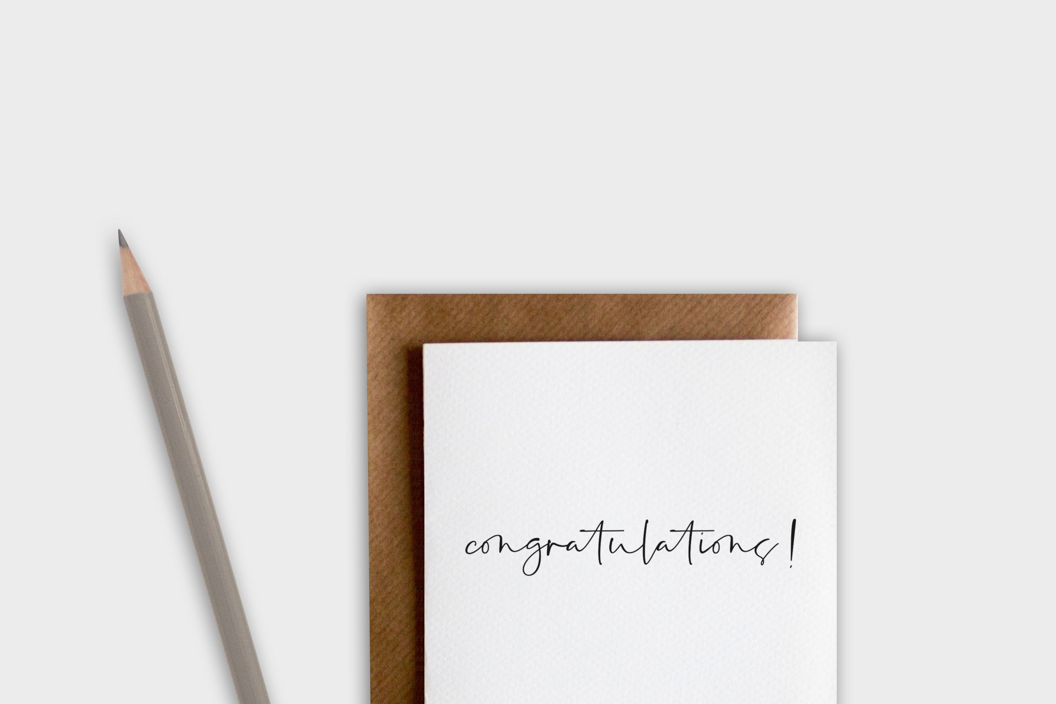 Greeting card with 'congratulations!' text on a white background