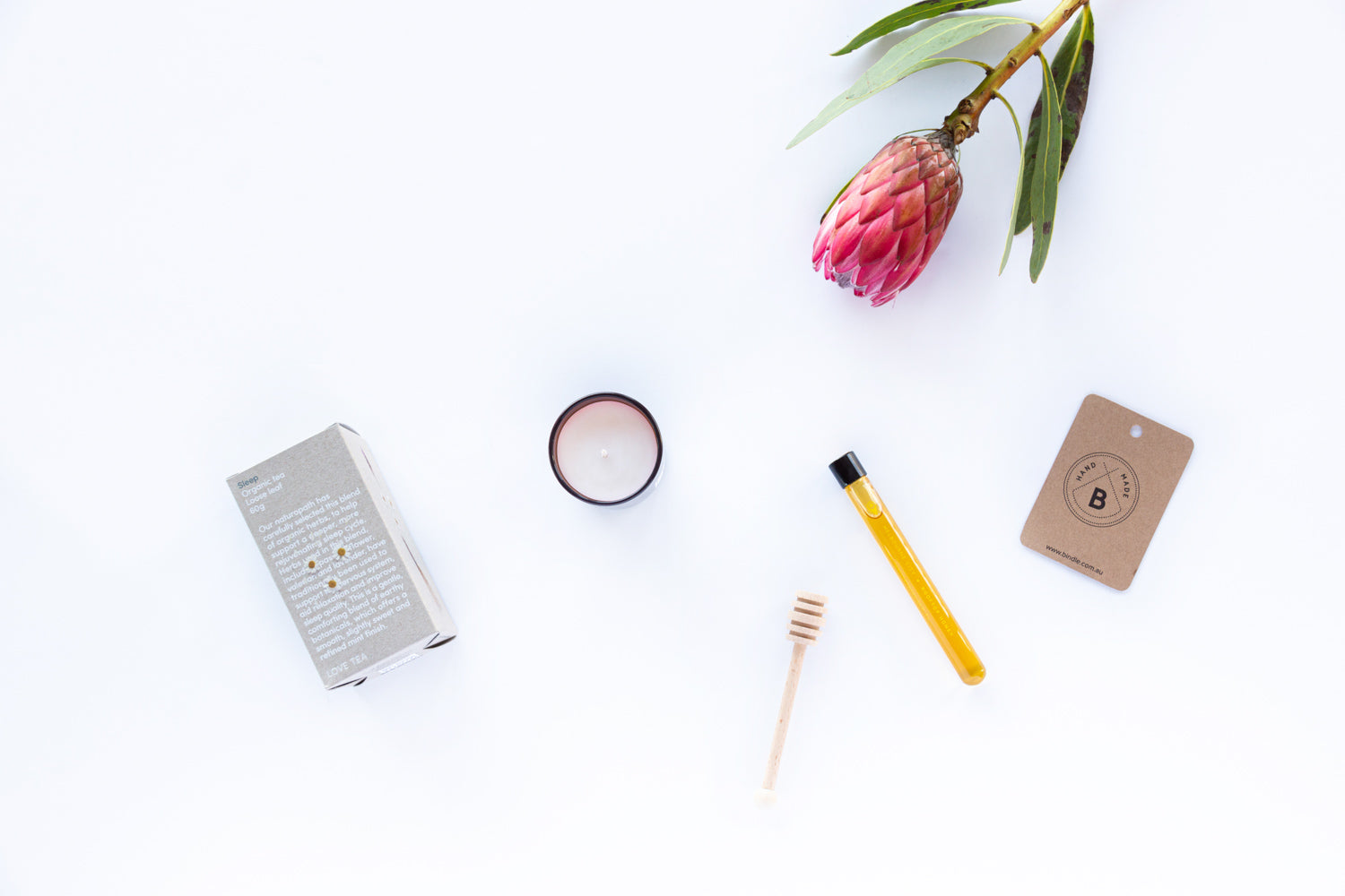 Bindle gift tag with sustainable b-corp products for gift hampers