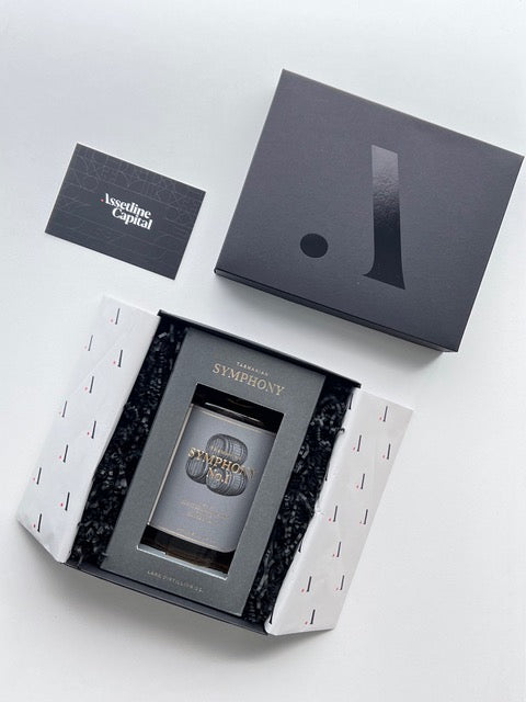 Assetline Capital Custom Corporate Hamper Gift with box and Symphony Whisky bottle